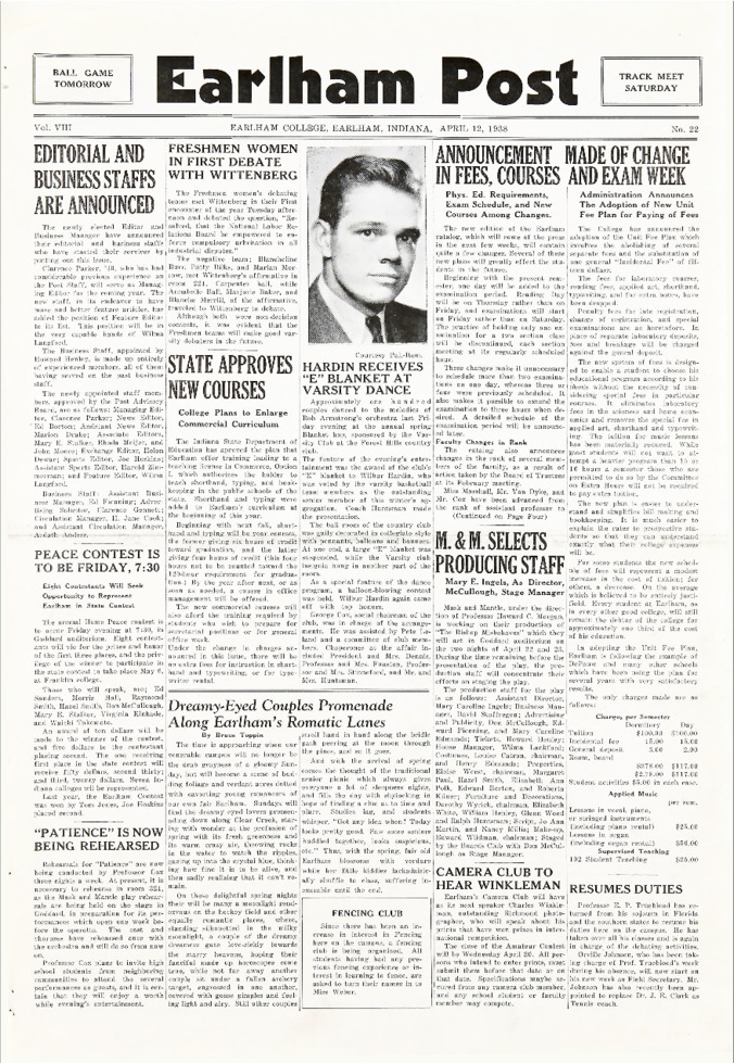 Earlham Post: April 12, 1938 Thumbnail