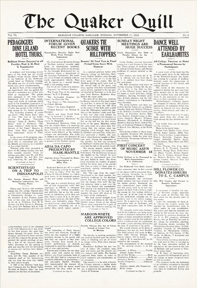 Quaker Quill: November 11, 1930 Thumbnail