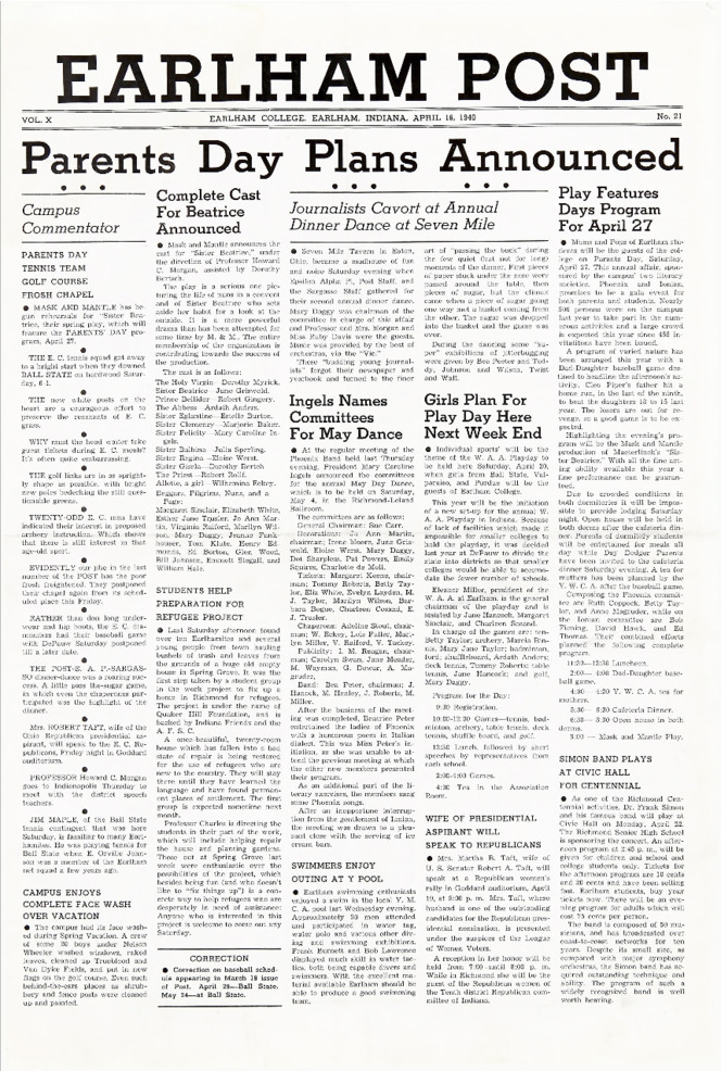 Earlham Post: April 16, 1940 Thumbnail