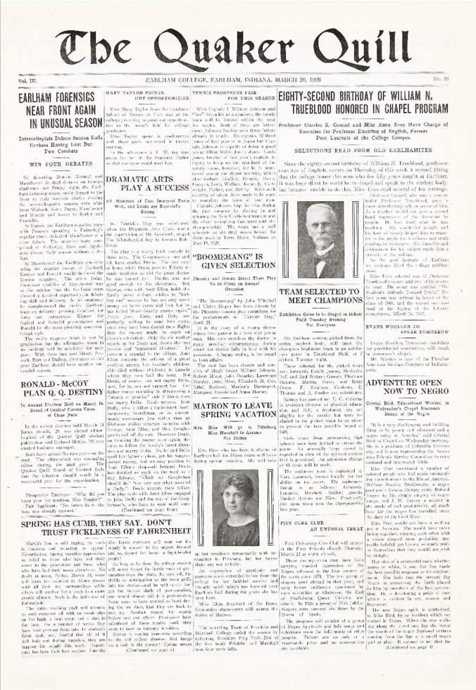 Quaker Quill: March 20, 1928 Thumbnail