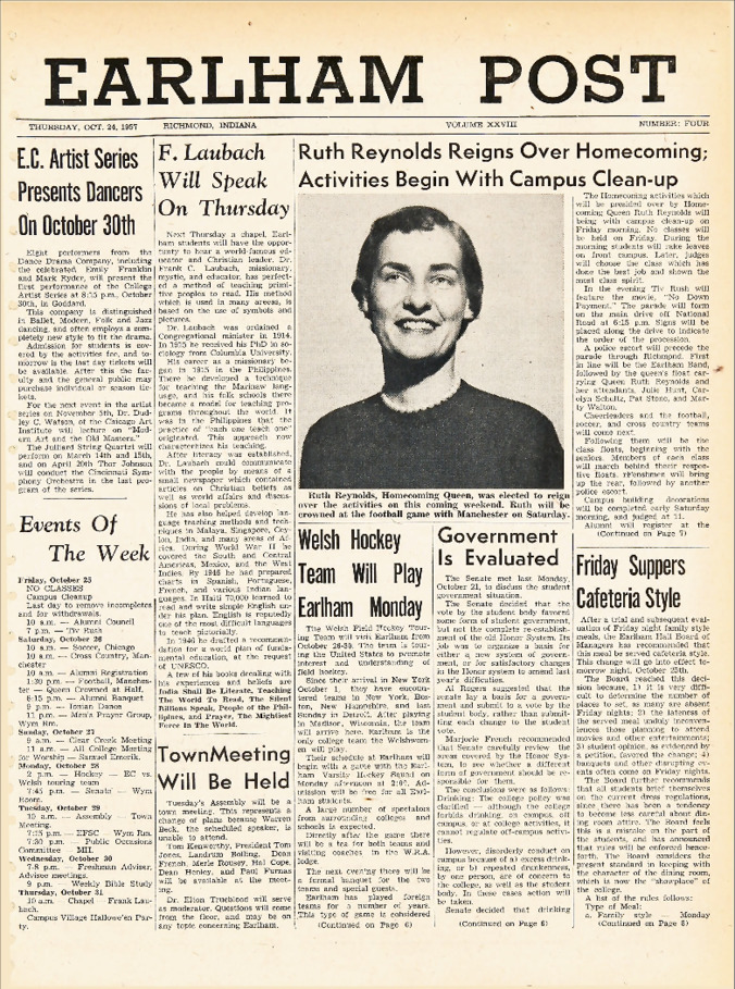 Earham Post: October 24, 1957 Thumbnail