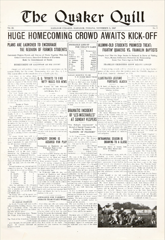 Quaker Quill: November 5, 1927 Thumbnail
