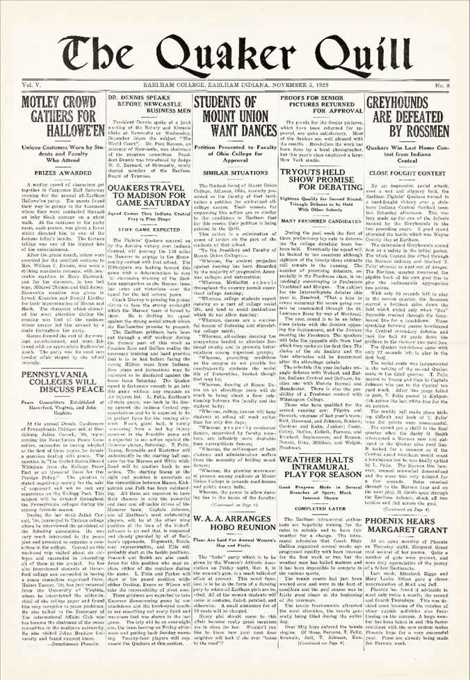 Quaker Quill: November 5, 1929 Thumbnail