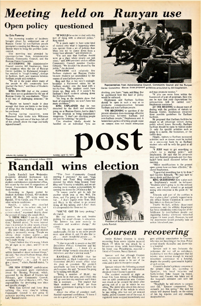 Earlham Post: April 13, 1971 Miniaturansicht