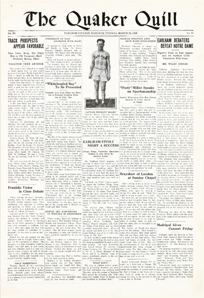 Quaker Quill: March 13, 1928 Thumbnail