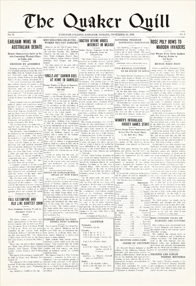 Quaker Quill: November 15, 1926 Thumbnail