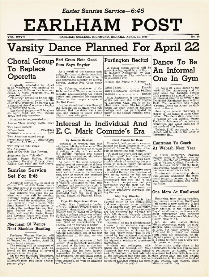Earlham Post: April 15, 1949 Miniature