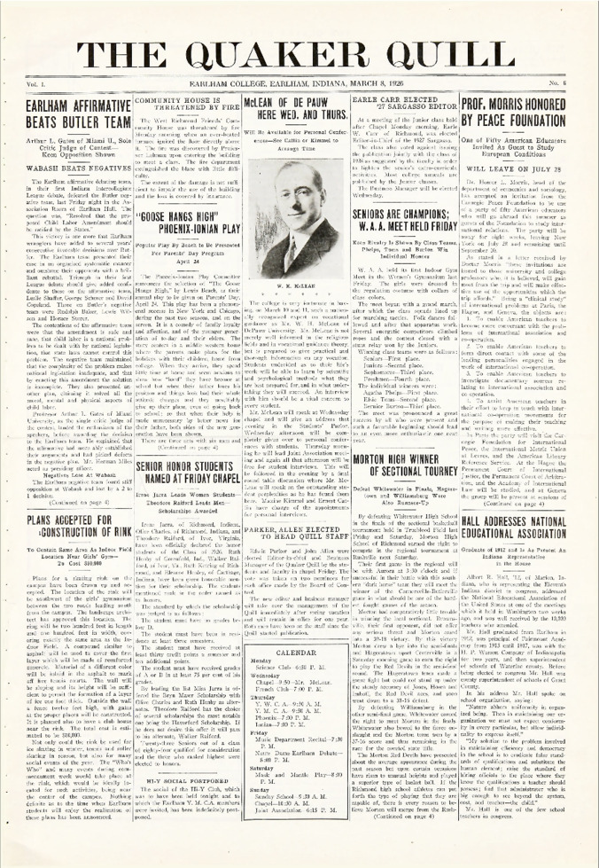Quaker Quill: March 8, 1926 Thumbnail