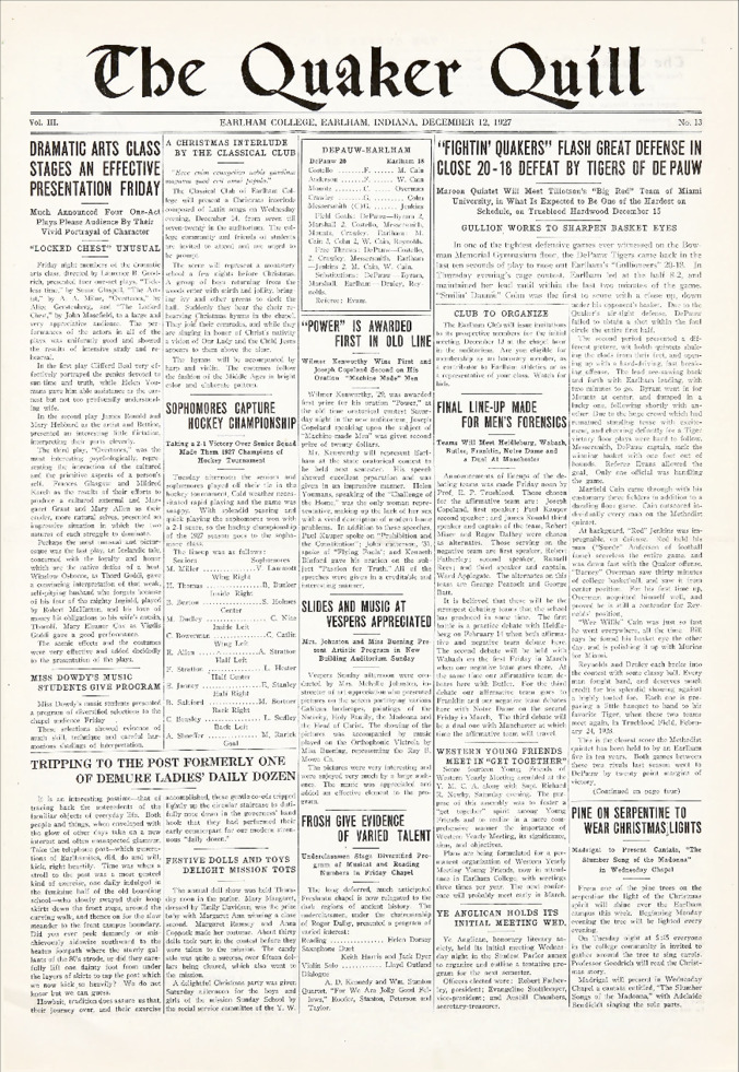 Quaker Quill: December 12, 1927 Thumbnail