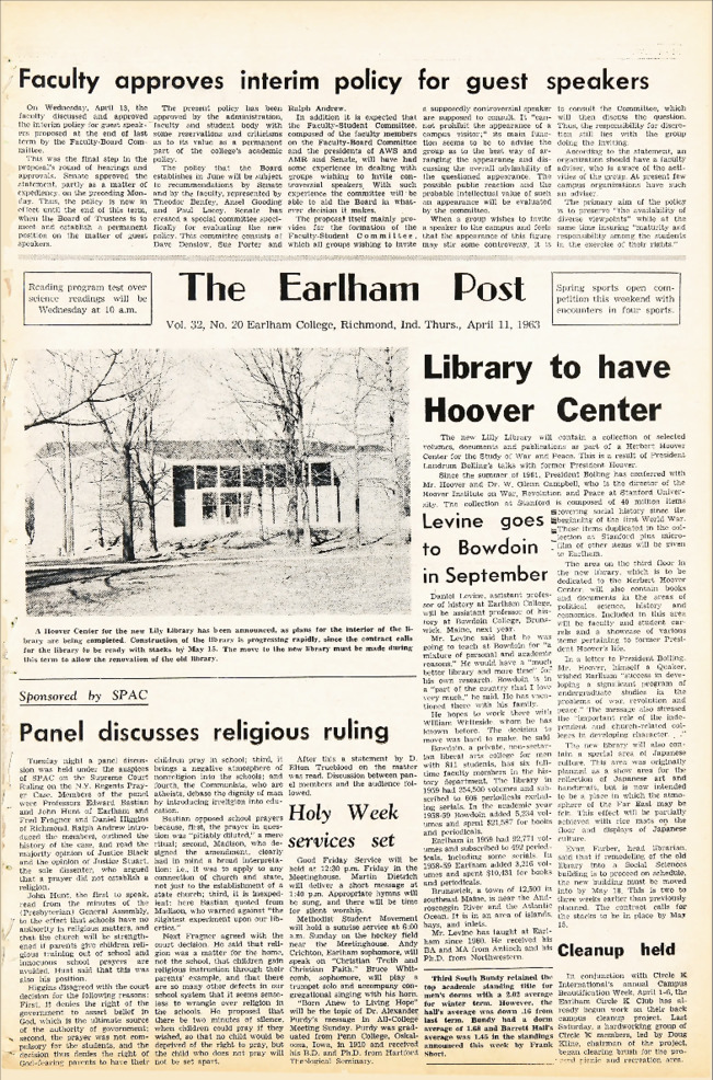 Earlham Post: April 11, 1963 miniatura