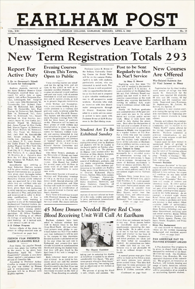 Earlham Post: April 6, 1943 Thumbnail
