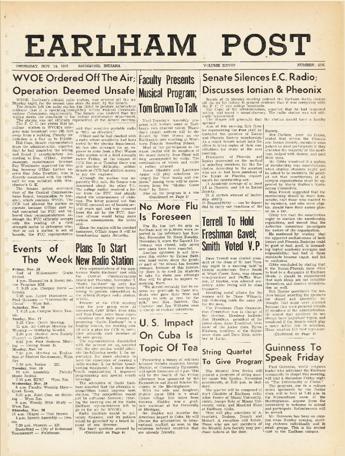 Earham Post: November 14, 1957 缩略图