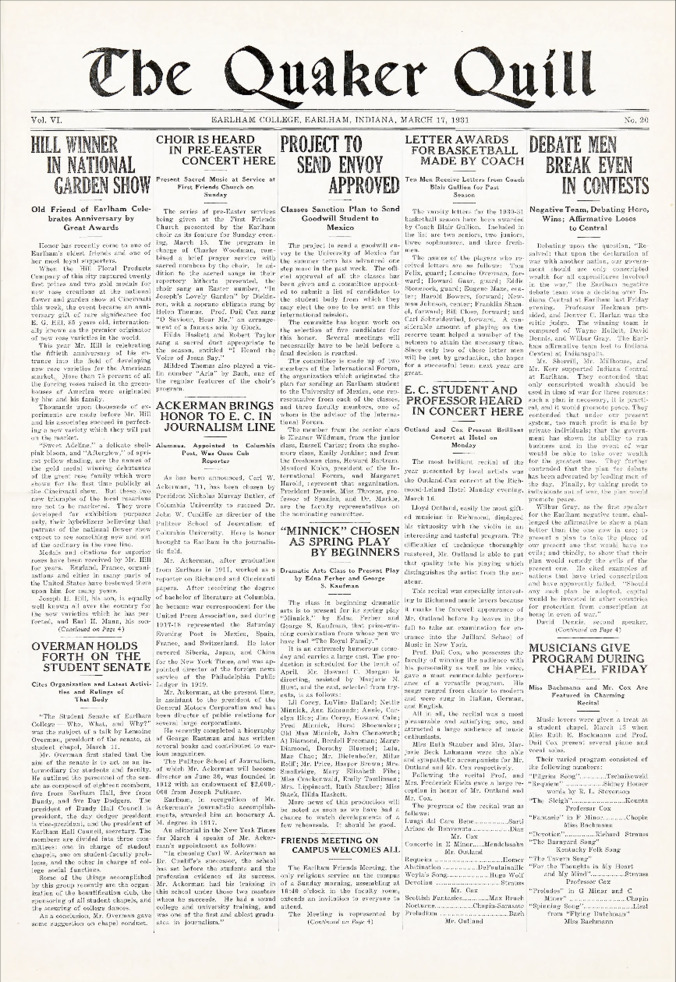 Quaker Quill: March 17, 1931 Thumbnail