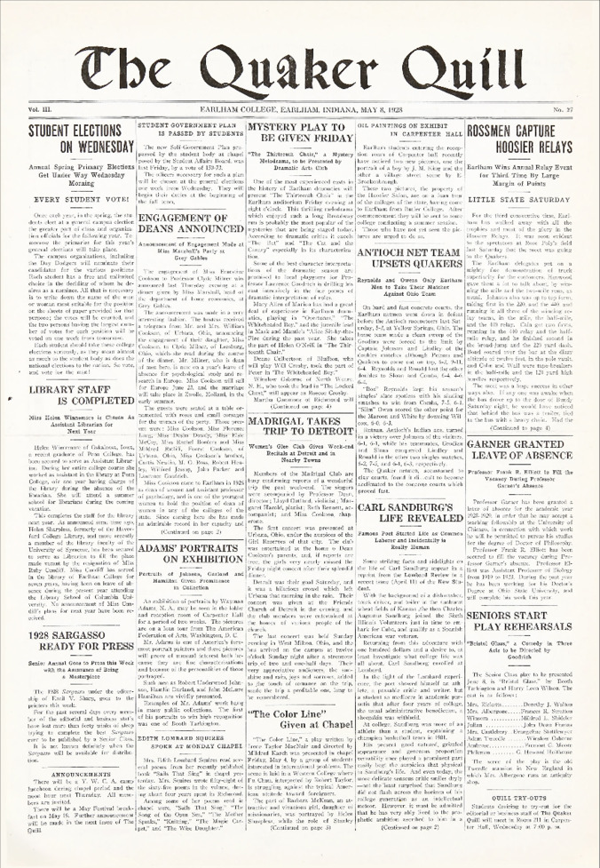 Quaker Quill: May 8, 1928 Thumbnail