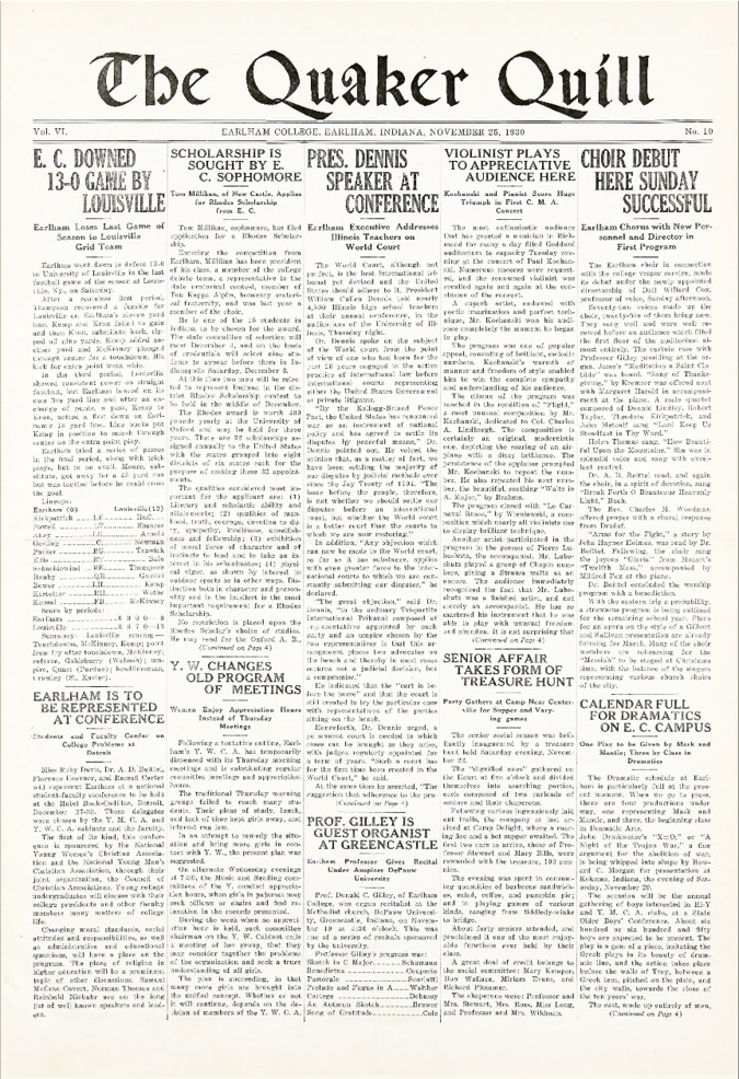 Quaker Quill: November 25, 1930 Thumbnail