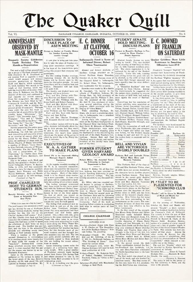 Quaker Quill: October 21, 1930 Thumbnail