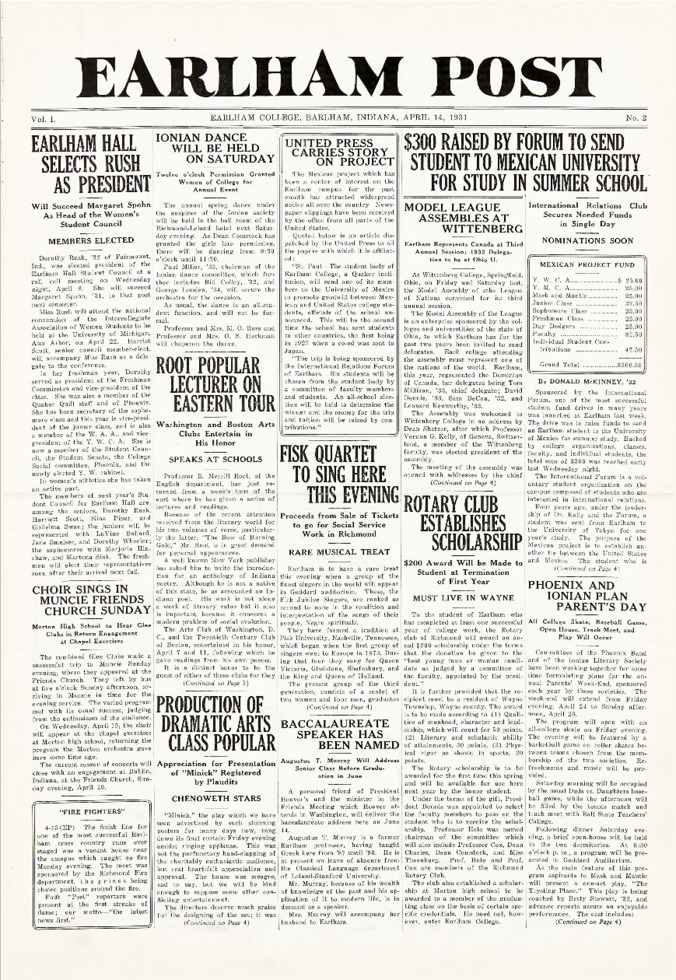 Earlham Post: April 14, 1931 Thumbnail
