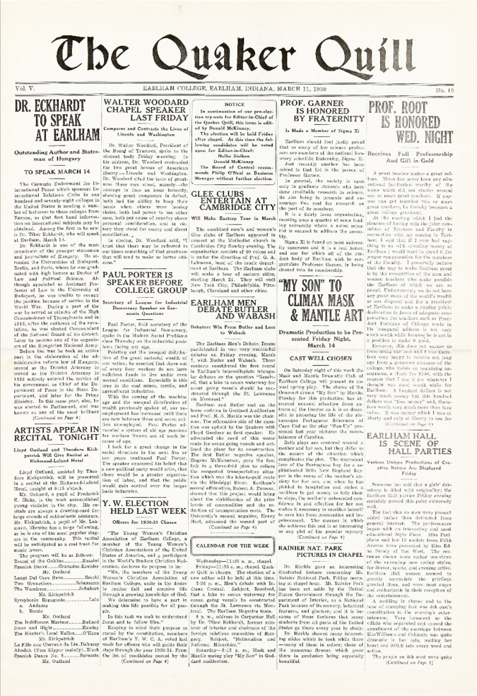 Quaker Quill: March 11, 1930 Thumbnail