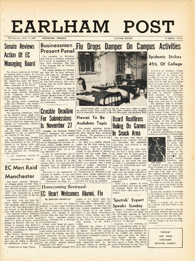 Earham Post: November 7, 1957 Thumbnail