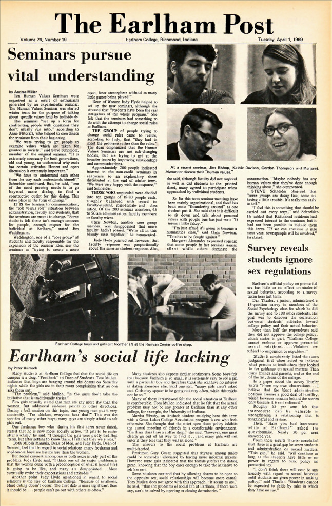 Earlham Post: April 1, 1969 Miniature