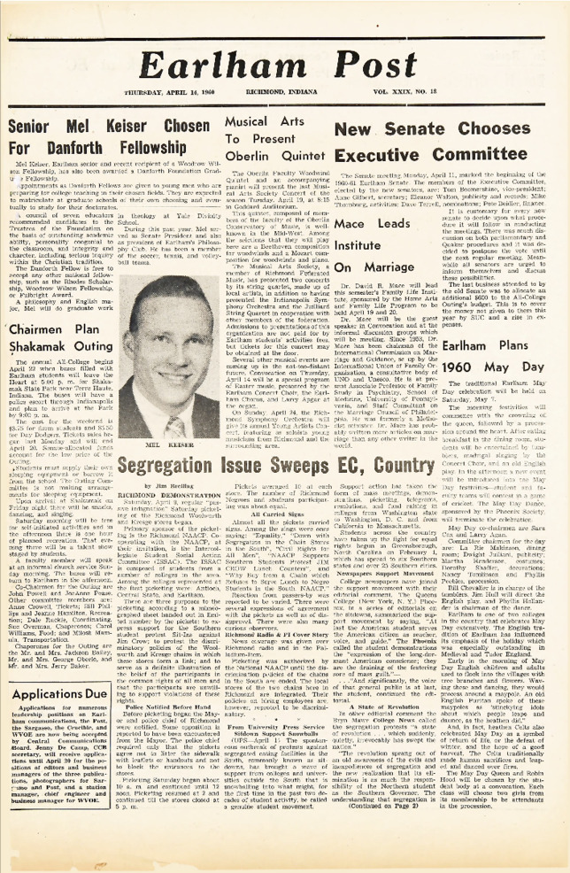 Earlham Post: April 14, 1960 Thumbnail