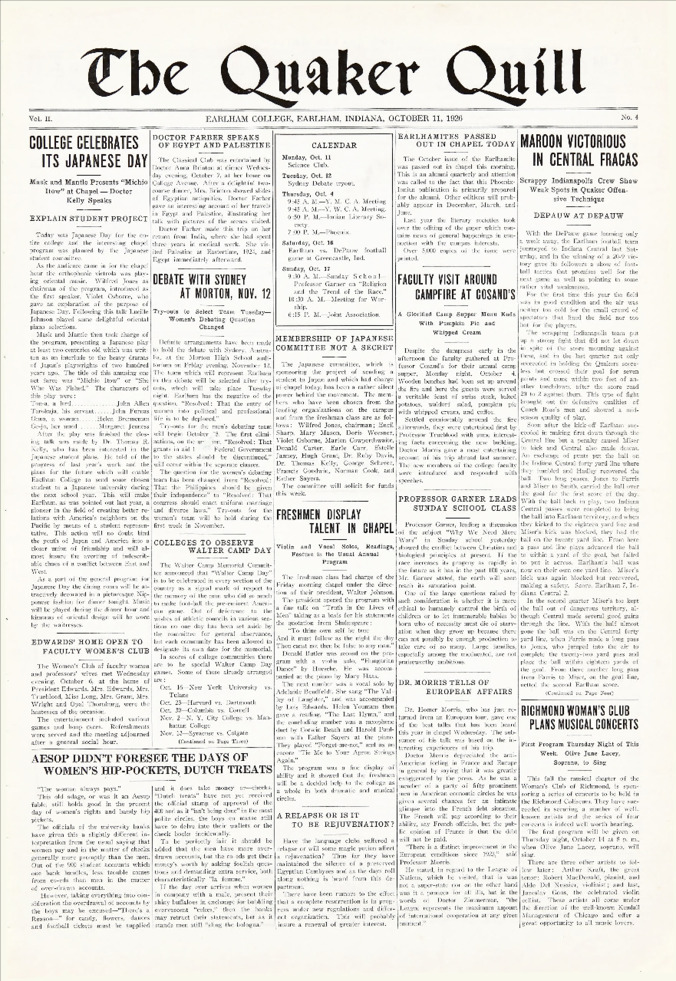 Quaker Quill: October 11, 1926 Thumbnail