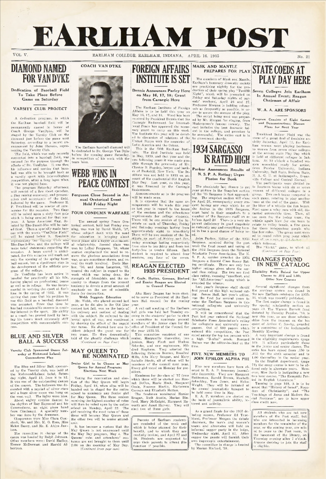 Earlham Post: April 16, 1935 Thumbnail