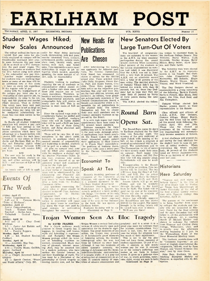 Earham Post: April 11, 1957 Thumbnail