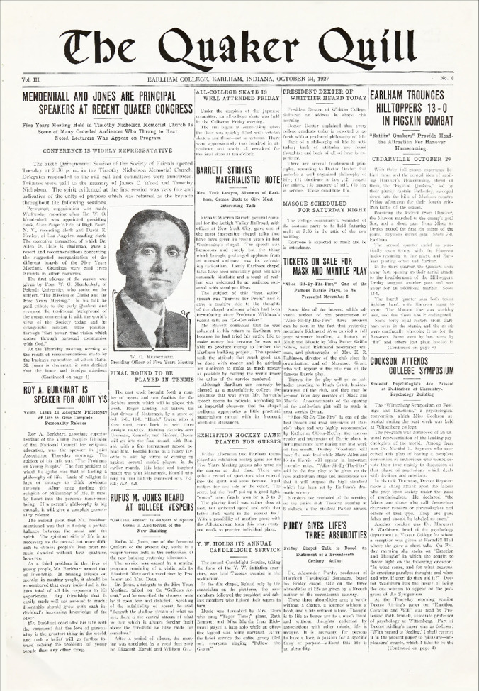 Quaker Quill: October 24, 1927 Thumbnail