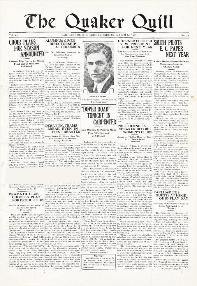 Quaker Quill: March 10, 1931 Thumbnail