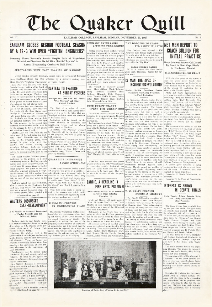 Quaker Quill: November 14, 1927 Thumbnail