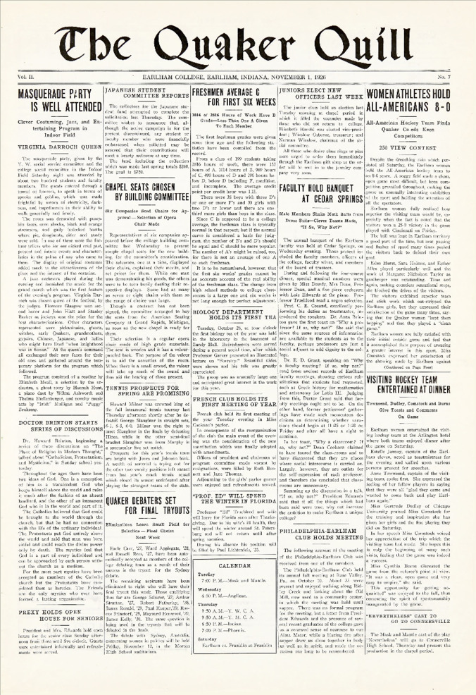Quaker Quill: November 1, 1926 Thumbnail