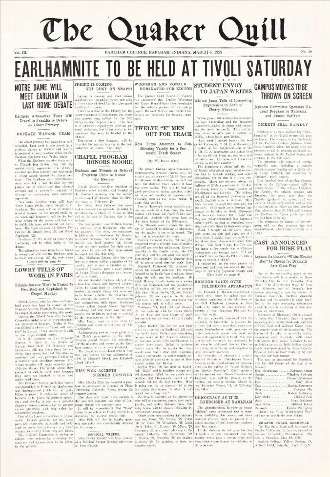 Quaker Quill: March 6, 1928 Thumbnail