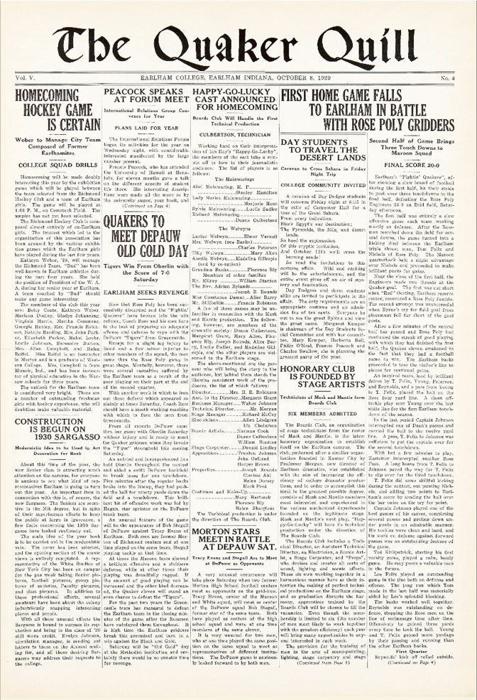 Quaker Quill: October 8, 1929 Thumbnail