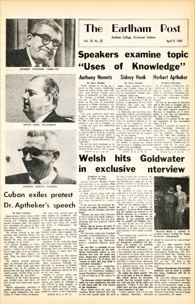 Earlham Post: April 09, 1964 Thumbnail
