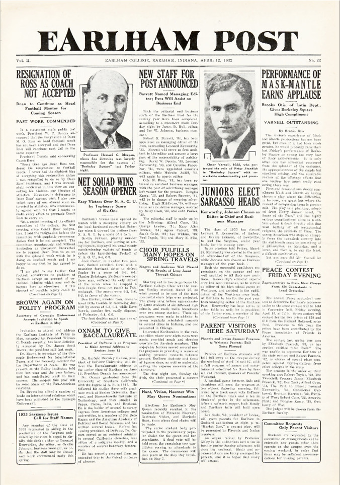 Earlham Post: April 12, 1932 Thumbnail