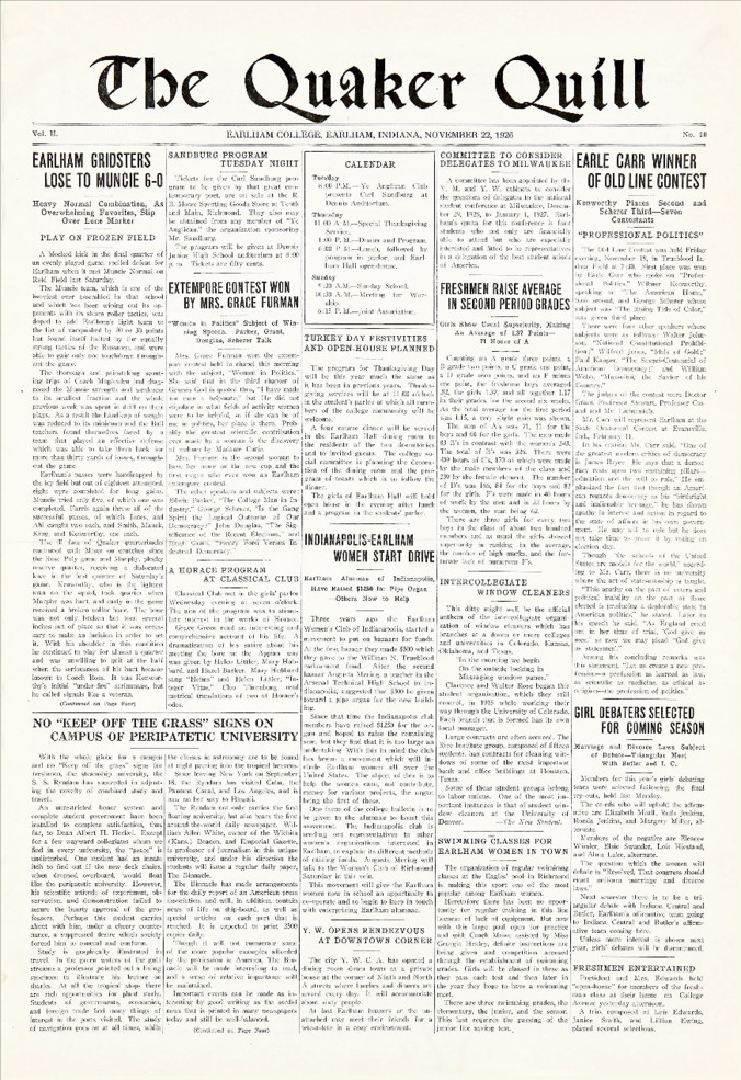 Quaker Quill: November 22, 1926 Thumbnail