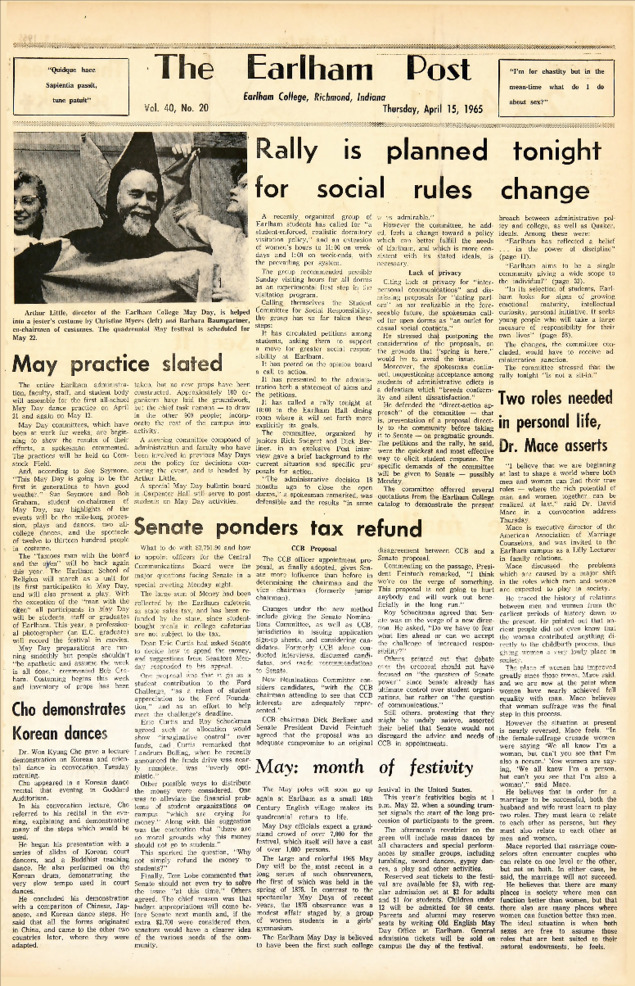 Earlham Post: April 15, 1965 缩略图