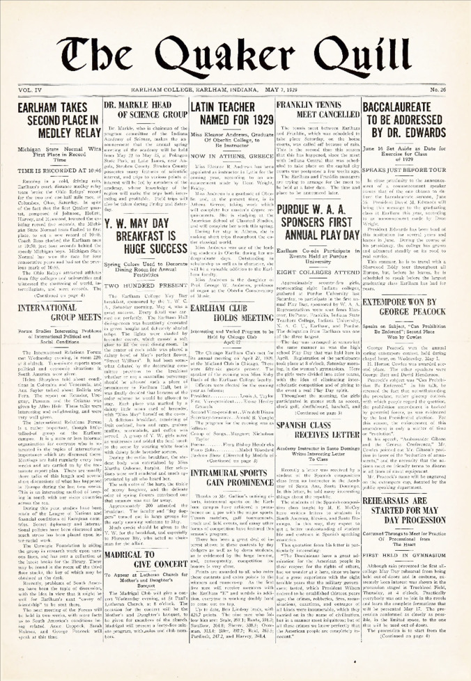 Quaker Quill: May 7, 1929 Thumbnail