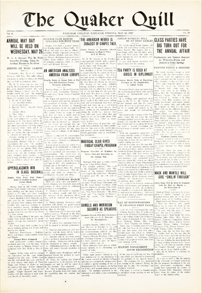 Quaker Quill: May 23, 1927 Thumbnail