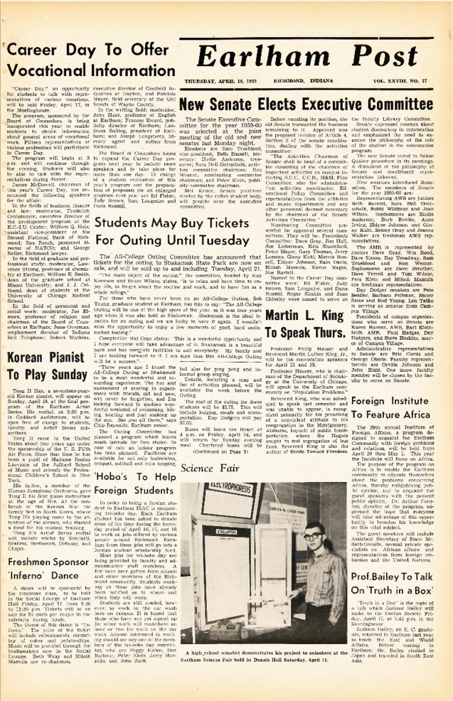 Earlham Post: April 16, 1959 Thumbnail