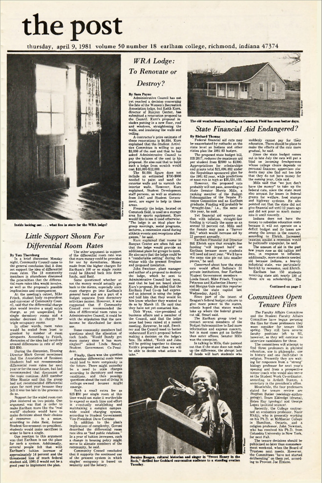 Earlham Post: April 9, 1981 Thumbnail