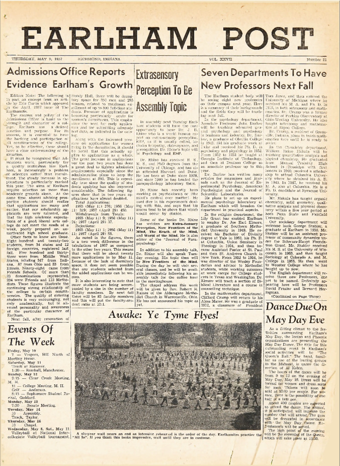 Earham Post: May 9, 1957 Thumbnail