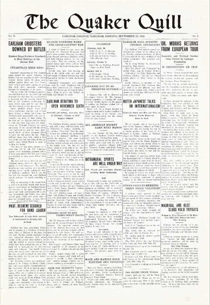 Quaker Quill: September 27, 1926 Thumbnail