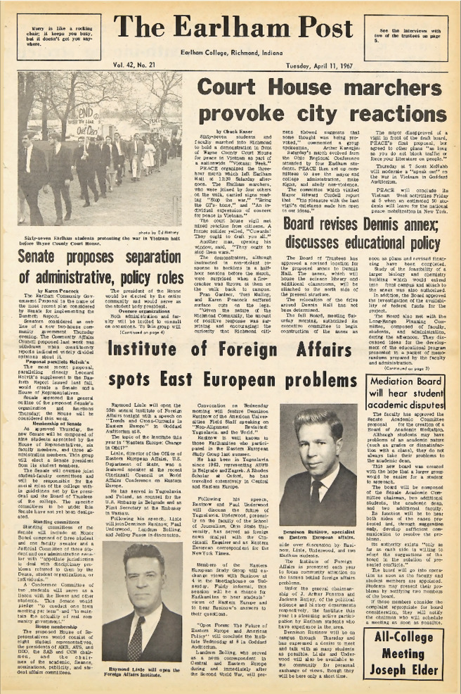 Earlham Post: April 11, 1967 Thumbnail
