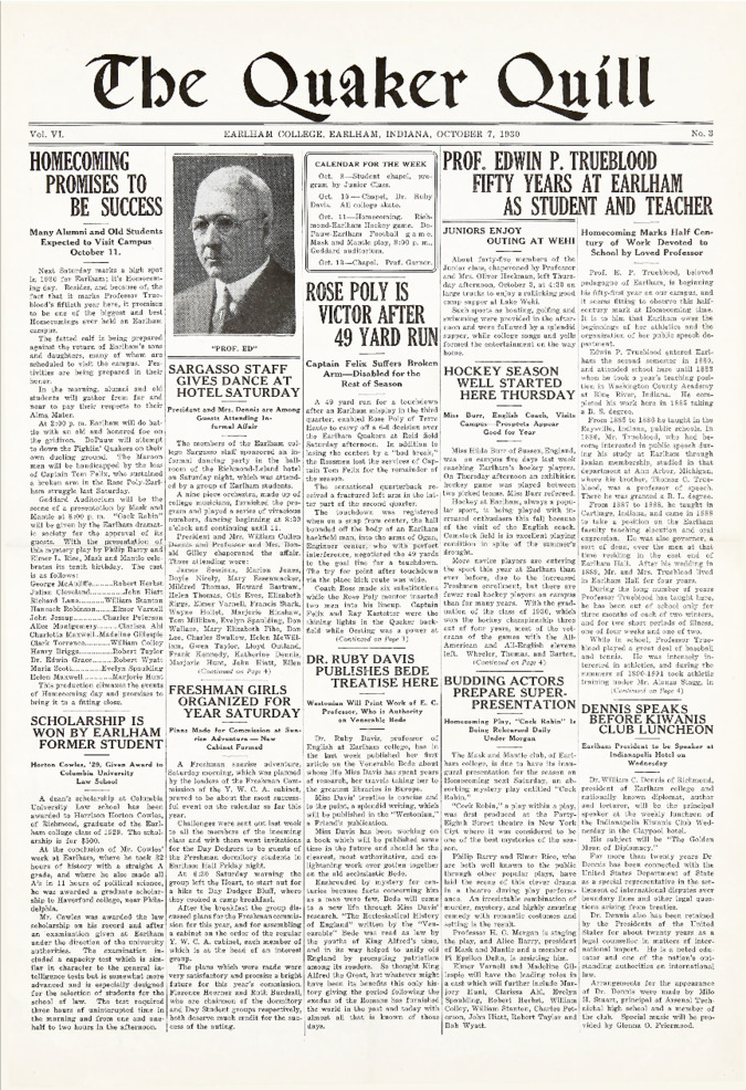 Quaker Quill: October 7, 1930 Thumbnail