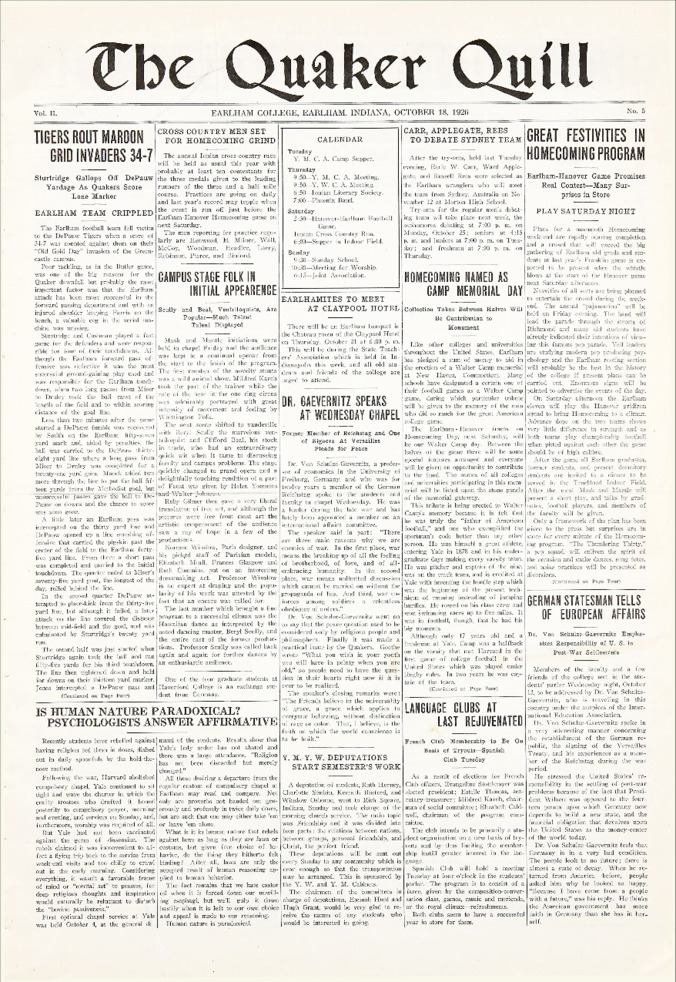 Quaker Quill: October 18, 1926 Thumbnail