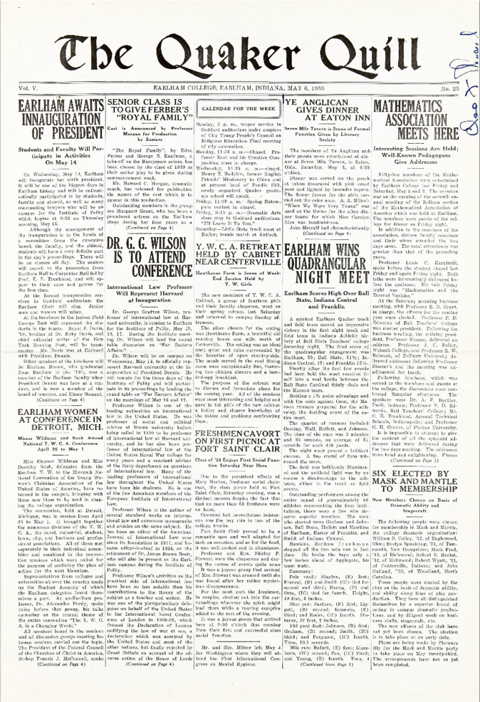 Quaker Quill: May 6, 1930 Thumbnail