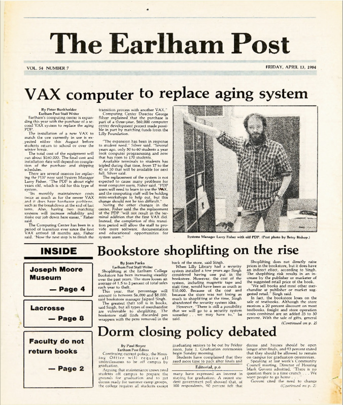 Earlham Post: April 13, 1984 Miniature