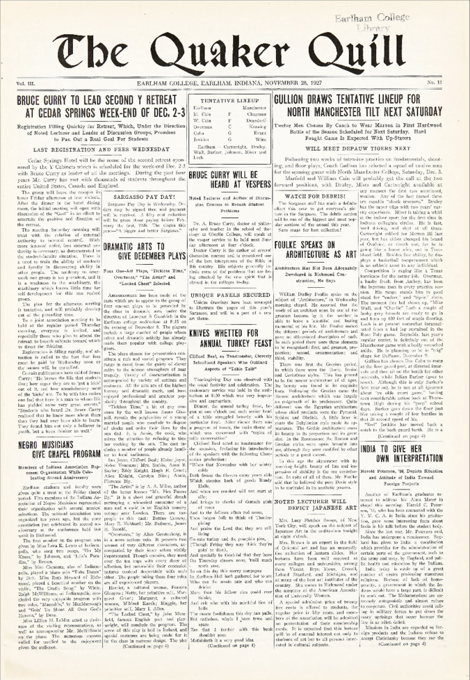 Quaker Quill: November 28, 1927 Thumbnail